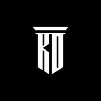 Logotipo de monograma kd con estilo emblema aislado sobre fondo negro vector