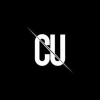 CU logo monogram with slash style design template vector