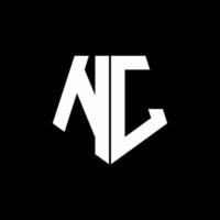NJ logo monogram with pentagon shape style design template vector