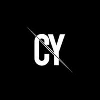CY logo monogram with slash style design template vector