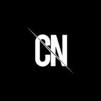 CN logo monogram with slash style design template vector