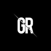 GR logo monogram with slash style design template vector