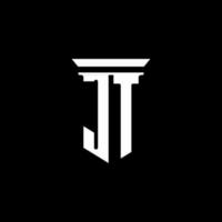 JT monogram logo with emblem style isolated on black background vector
