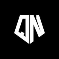 QN logo monogram with pentagon shape style design template vector