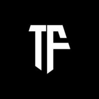 tf logo monogram con plantilla de diseño de estilo de forma de pentágono vector