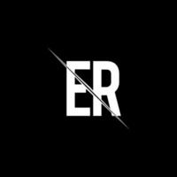 ER logo monogram with slash style design template vector