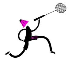 Stick Icon Man Playing the Game of Badminton vector