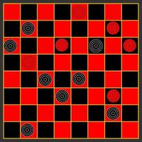 Red and Black Draughts Checkered Board Game vector