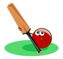 Funny Cricket Ball Character Holding a Bat vector