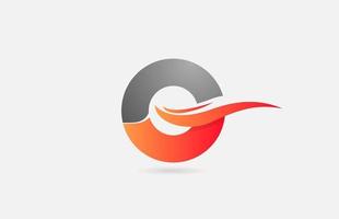 orange grey O alphabet letter logo icon for business and company with swoosh design vector