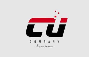 cu c u alphabet letter logo combination in red and black color. Creative icon design for company and business vector