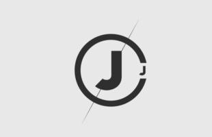 black white alphabet J letter logo icon. Simple line and circle design for company corporate vector