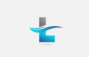 blue grey L alphabet letter logo icon for business and company with swoosh design vector