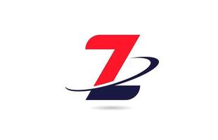 Diseño de icono de logotipo de letra del alfabeto z en color rojo azul con swoosh para negocios y empresa vector