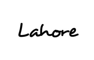 Ciudad de Lahore, palabra manuscrita, texto, letras a mano. texto de caligrafía. tipografía en color negro vector