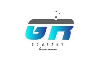 GR G R alphabet letter logo combination in blue and grey color. Creative icon design for company and business vector