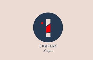 red dot I letter alphabet logo icon design with blue circle for company and business vector