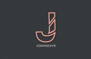 J alphabet letter line company business brown grey logo icon design vector