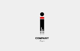 black red I alphabet letter logo icon design for business and company vector