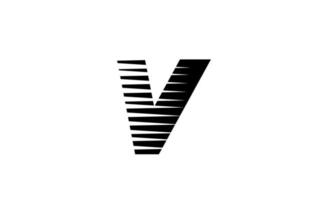 línea rayas v alfabeto letra logo icono para negocios y empresa. Diseño simple de letras en blanco y negro para identidad. vector