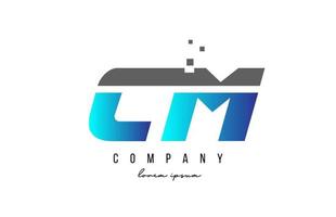 CM C M alphabet letter logo combination in blue and grey color. Creative icon design for company and business vector