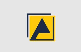 Un diseño de icono de logotipo de letra del alfabeto cuadrado azul amarillo para negocios y empresa vector