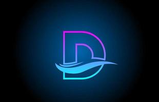 D blue and pink alphabet letter logo icon for business and company with simple line design vector