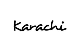 Letras de mano de texto de palabra manuscrita de la ciudad de Karachi. texto de caligrafía. tipografía en color negro vector