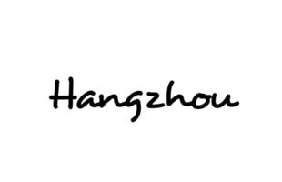 Hangzhou city handwritten word text hand lettering. Calligraphy text. Typography in black color vector
