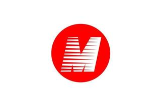 alphabet letter logo M icon for company and business. Simple icon design for corporate identity with line stripes and red circle vector