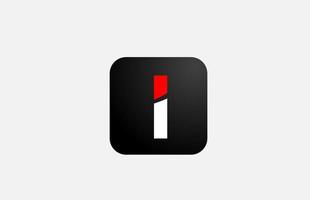 Diseño de icono de logotipo de letra del alfabeto i rojo blanco simple para negocios y empresa vector