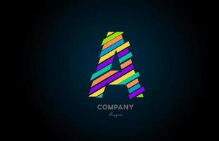 colored letter logo A alphabet icon design for business and company vector