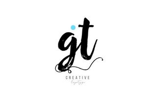 gt g t vintage letter alphabet combination logo icon handwritten design for company business vector