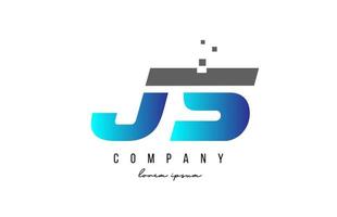 JS J S alphabet letter logo combination in blue and grey color. Creative icon design for company and business vector