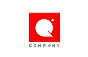 red white Q alphabet letter logo icon for business and company with dot design vector