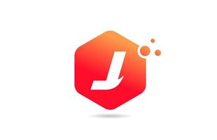 J alphabet letter logo icon design with orange colored rhombus for company and business vector