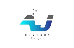 AJ A J alphabet letter logo combination in blue and grey color. Creative icon design for company and business vector