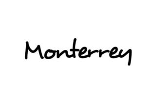 Letras de la mano del texto de la palabra manuscrita de la ciudad de Monterrey. texto de caligrafía. tipografía en color negro vector
