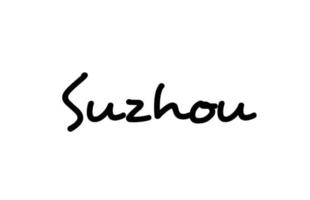 Suzhou city handwritten word text hand lettering. Calligraphy text. Typography in black color vector