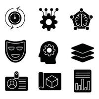 Machine Learning Glyph Icons Set vector