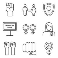 conjuntos de iconos de línea de feminismo