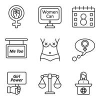 Feminism Line Icon Sets vector