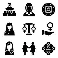 Feminism Glyph Icon Sets vector