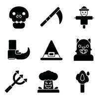 conjunto de iconos de glifo de halloween vector