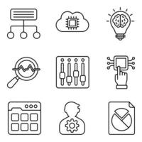 Machine Learning Line Icons Set vector