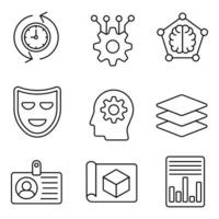 Machine Learning Line Icons Set vector