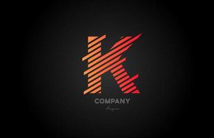 K orange alphabet letter logo icon design for business and company vector