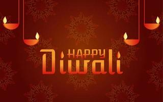 Ilustración de vector de feliz diwali, ilustración de banner de vector de feliz diwali con diya - lámpara de aceite, ilustración de diwali con tipografía, diseño creativo de vector de diwali para tarjeta de felicitación y fondo.