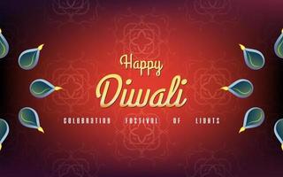 Happy Diwali vector illustration, Happy diwali vector banner illustration with diya - oil lamp, Diwali illustration with typography, creative Diwali Vector design for greeting card and background.