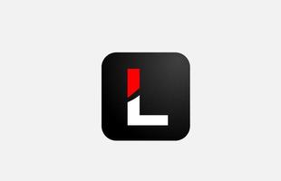 Diseño de icono de logotipo de letra del alfabeto l rojo blanco simple para negocios y empresa vector